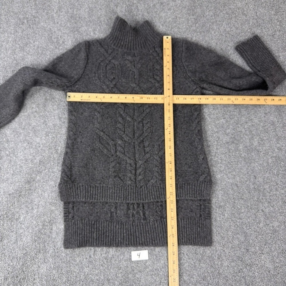 Veronica Beard Sweater Womens Small Gray Turtleneck Wool Blend Cable Knit Heavy - Picture 4 of 8